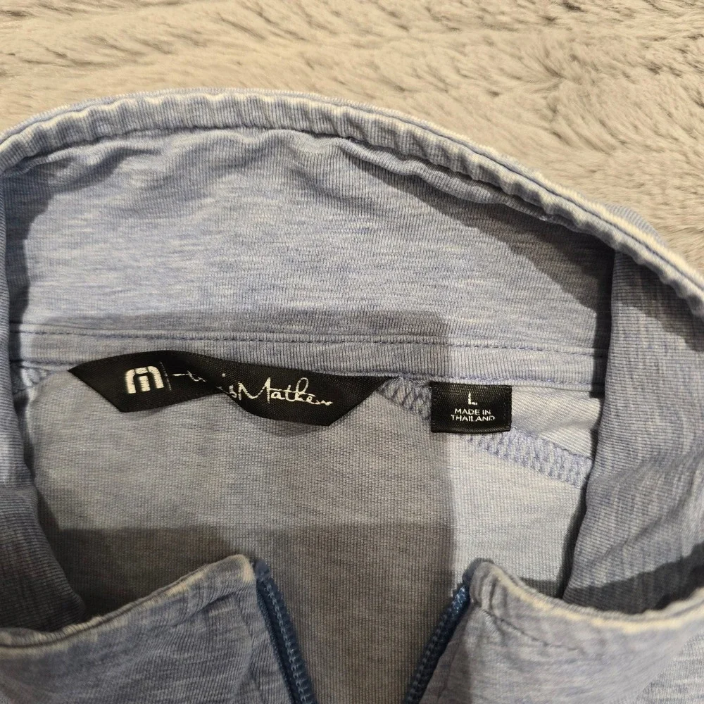 Travis Mathew Mens Large Blue Heathered Quarter‎ Zip Pullover Golf Sweater L
